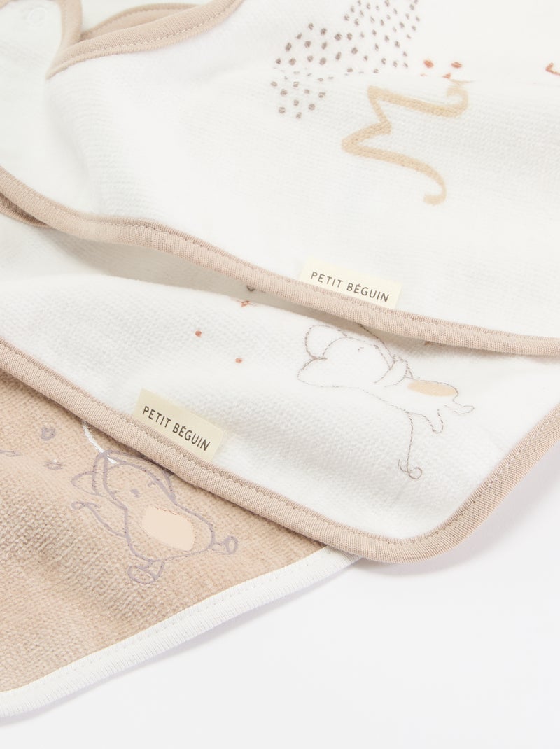 3 bavoirs imprimés Beige - Kiabi