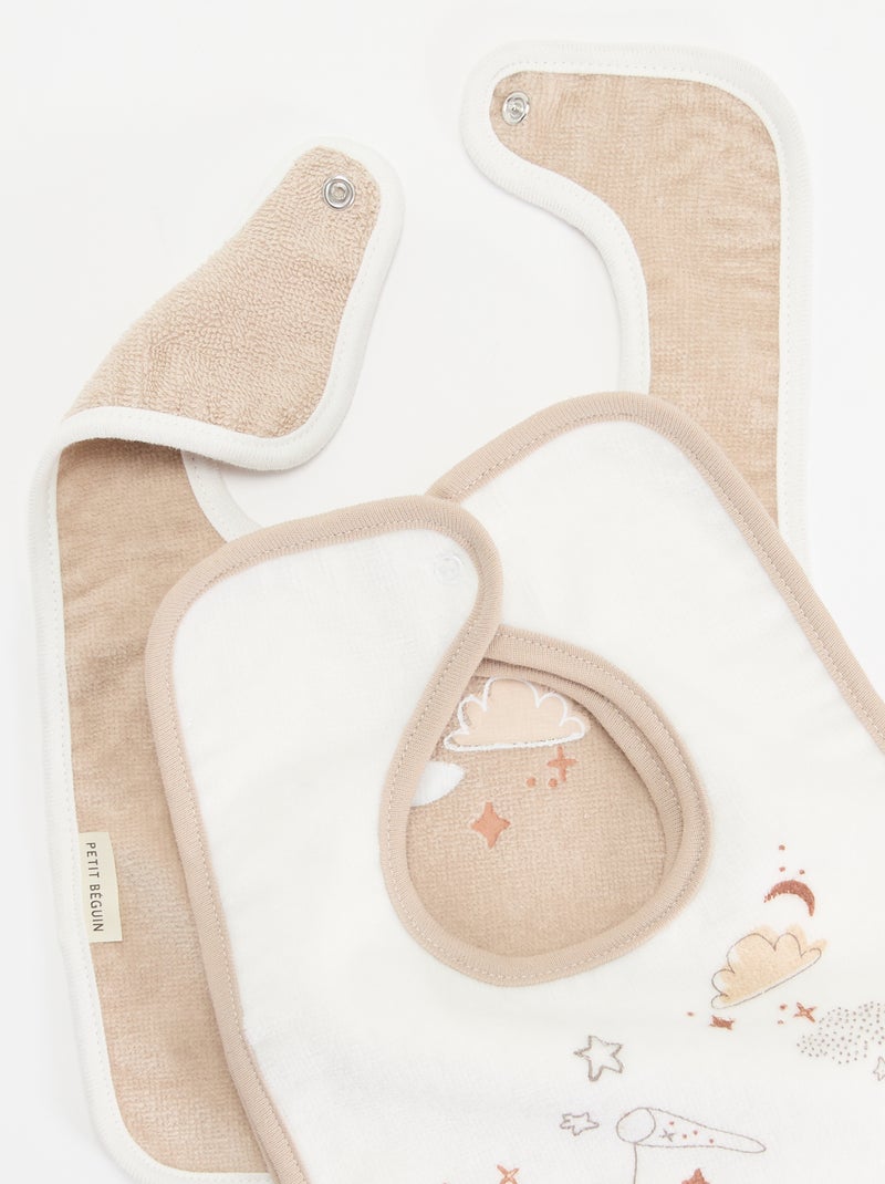 3 bavoirs imprimés Beige - Kiabi