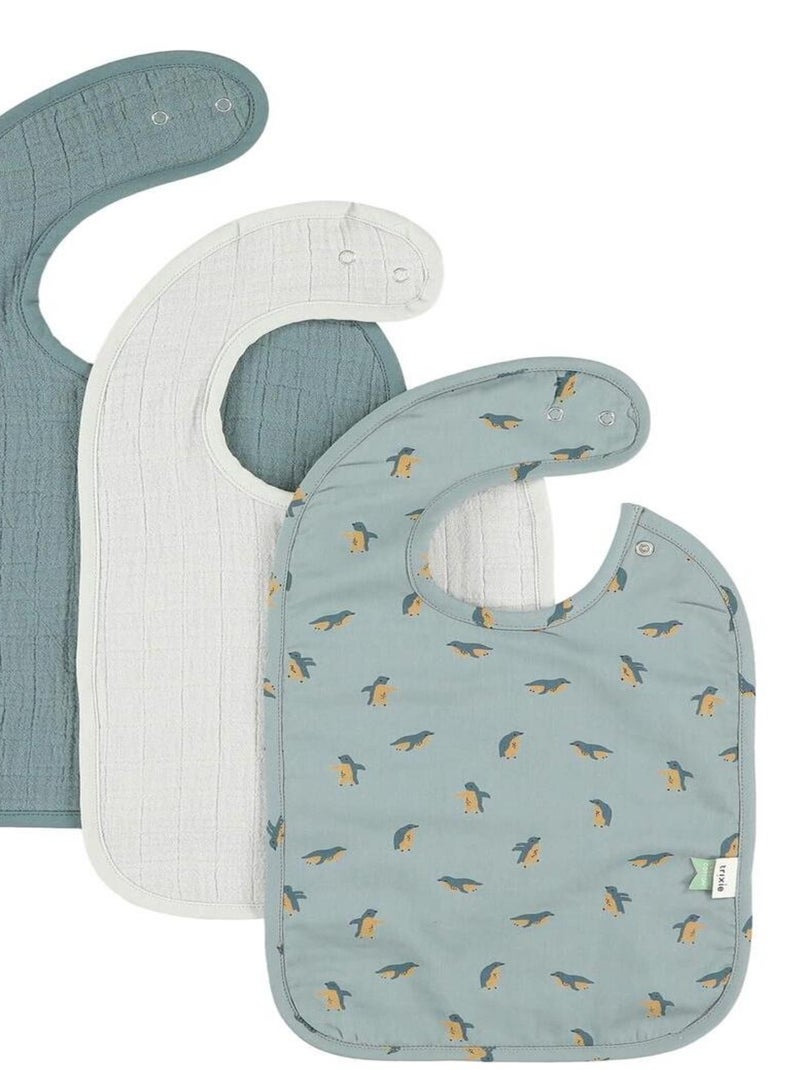 3 bavoirs PEPPY PENGUINS mix bleu Bleu - Kiabi