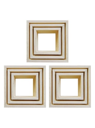 3 blocs de 3 petites étagères carrées en bois 22, - Graine Créative