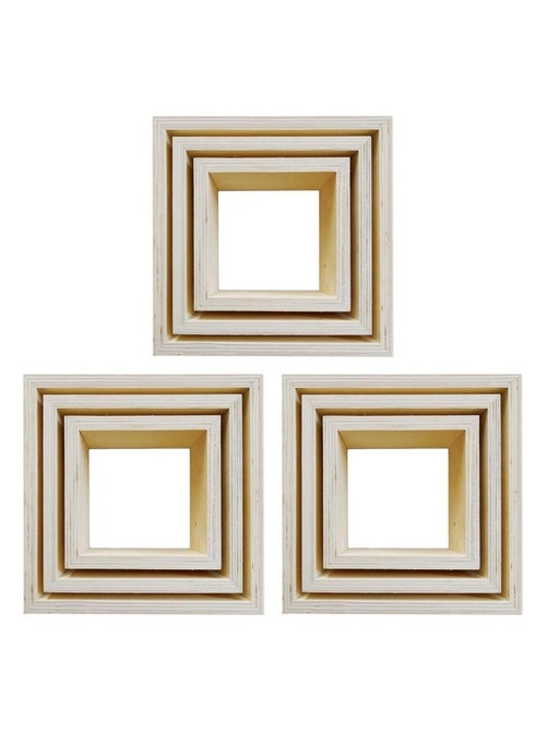 3 blocs de 3 petites étagères carrées en bois 22, - Graine Créative - Kiabi