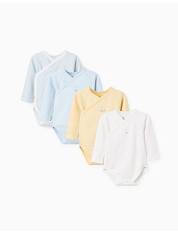 3 bodies en coton croisés rayés/imprimés