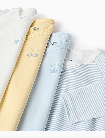 3 bodies en coton croisés rayés/imprimés