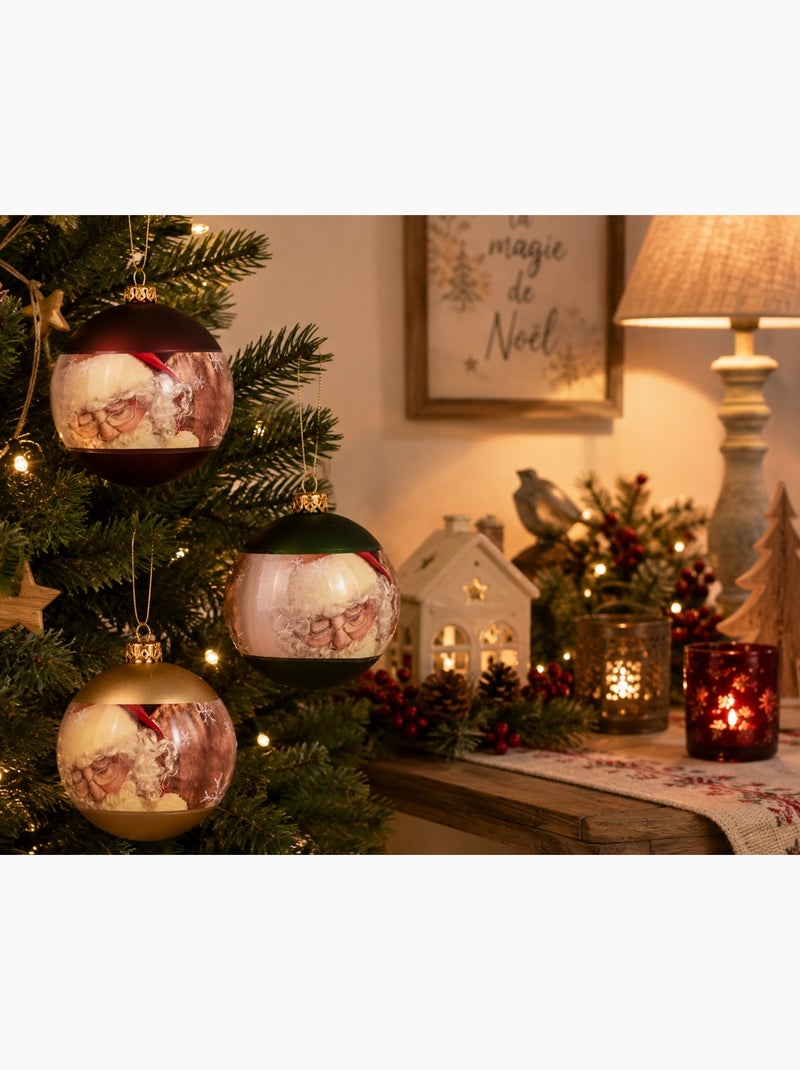 3 boules pere noel Multicolore - Kiabi