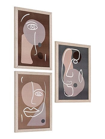 3 Cadres bois MDF et verre marron clair - House Nordic