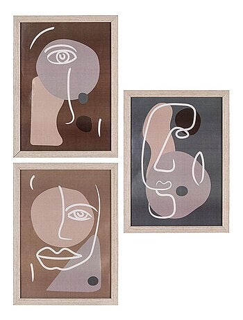 3 Cadres bois MDF et verre marron clair - House Nordic