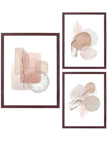 3 Cadres en bois MDF et verre marron foncé - House Nordic