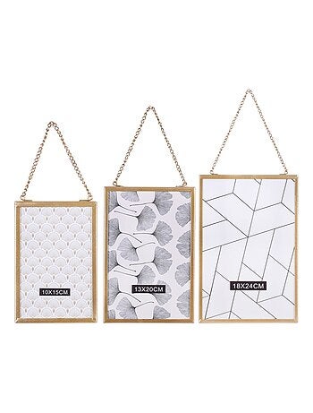 3 Cadres photo à suspendre design Gold Home