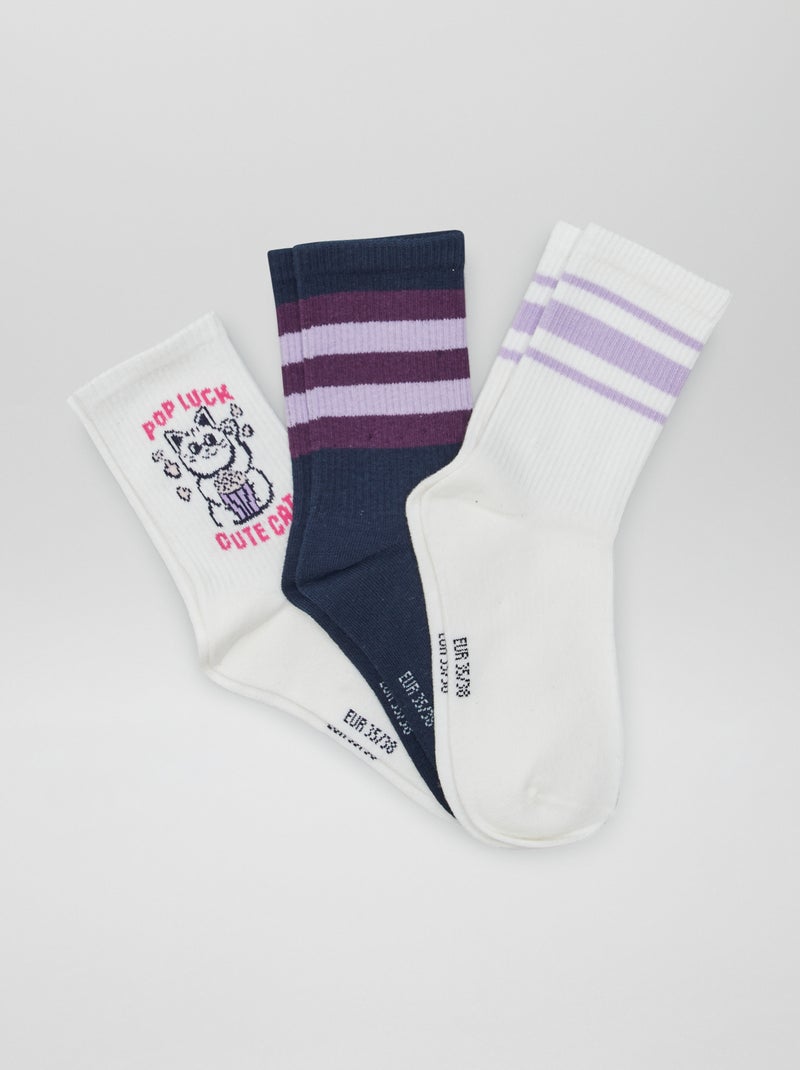 3 chaussettes style 'tennis' SET BLEU - Kiabi