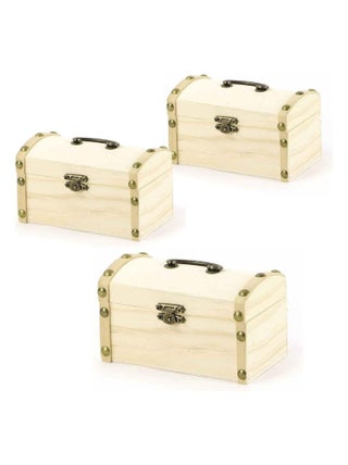 3 coffres de pirate en bois à décorer 8 x 8 x 13 - Graine Créative