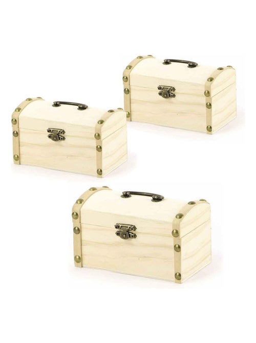 3 coffres de pirate en bois à décorer 8 x 8 x 13 - Graine Créative - Kiabi