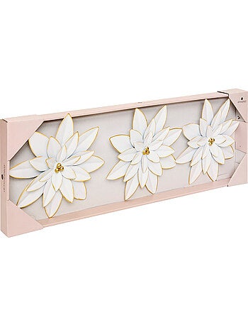 Lot de 3 décorations murales fleurs en acier doré ALYA
