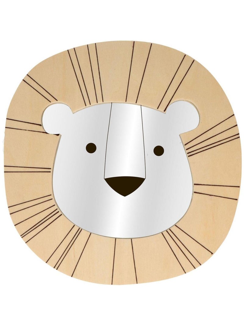 3 déco murales en bois - Singe, lion et girafe - Artemio Beige - Kiabi
