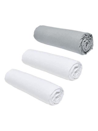 3 draps housses - 140 x 190 cm -Craie/ Acier - TODAY