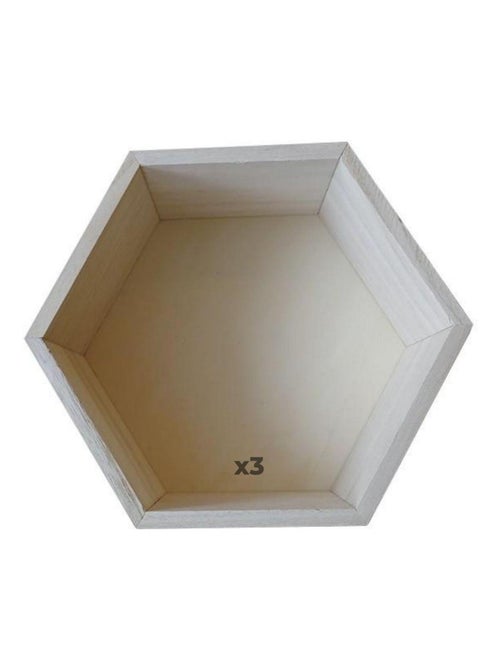 3 étagères hexagonales en bois 30 x 26 x 10 cm - Graine Créative - Kiabi