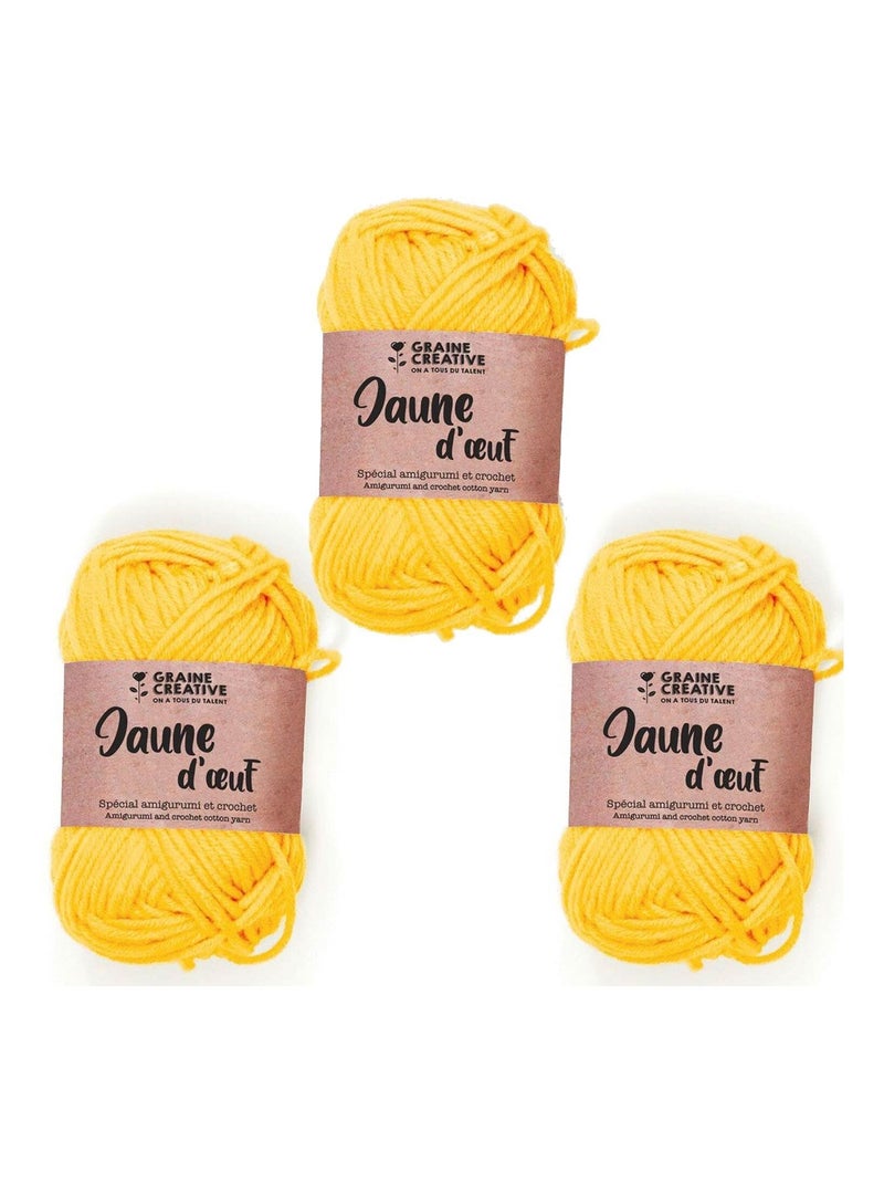 3 fils de coton pour crochet 55 m - jaune - Graine Créative Jaune - Kiabi
