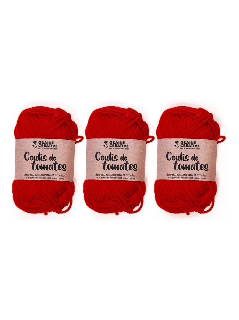 3 fils de coton pour crochet 55 m - rouge - Graine Créative Rouge - Kiabi