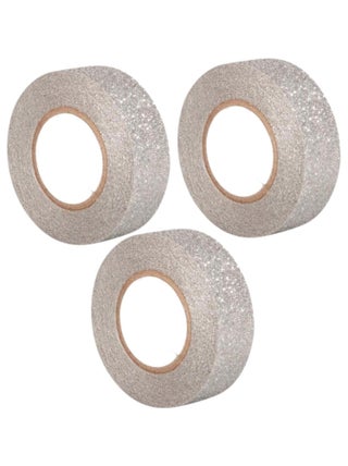 3 glitter tapes 5 m x 1,5 cm - argenté - Rayher