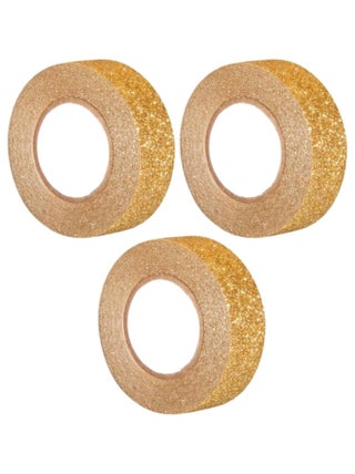 3 glitter tapes 5 m x 1,5 cm - doré - Rayher