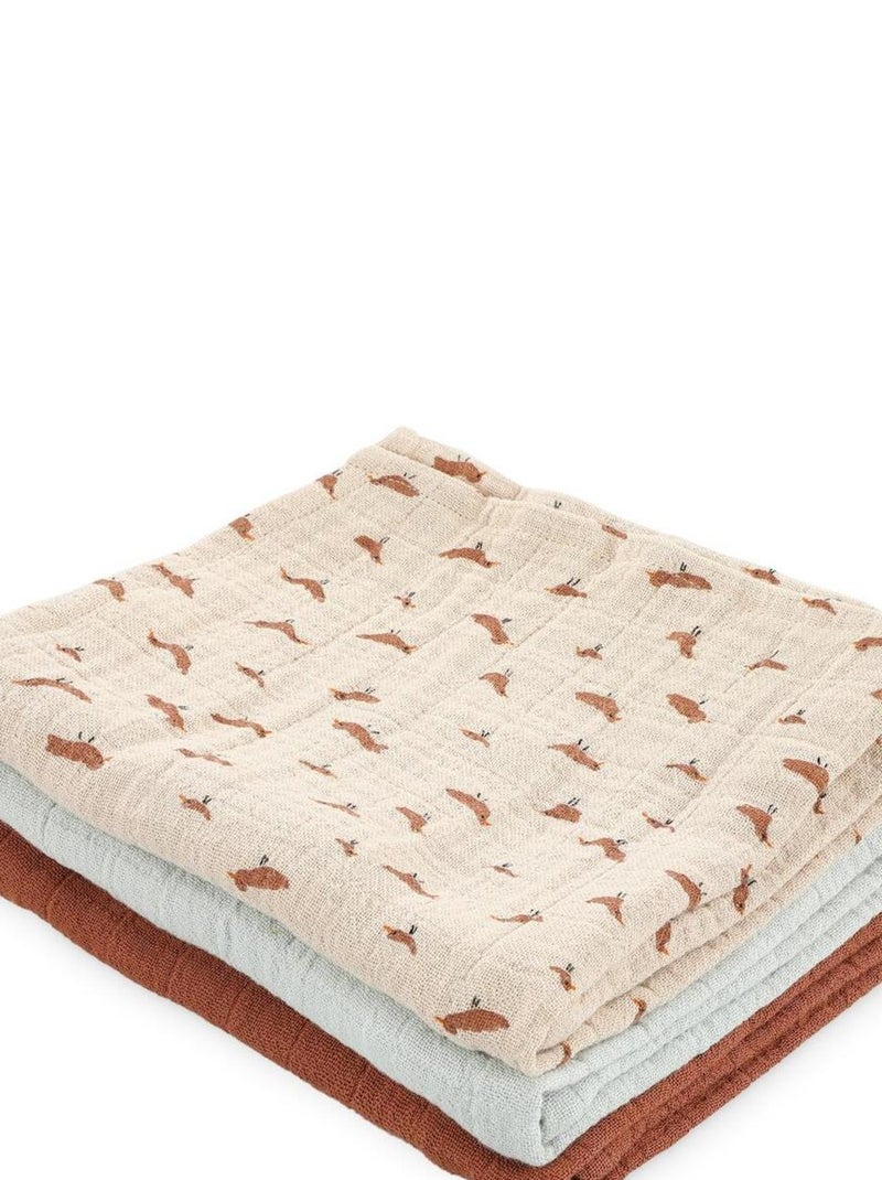 3 langes 55x55cm BABBLING BIRDS beige Beige - Kiabi