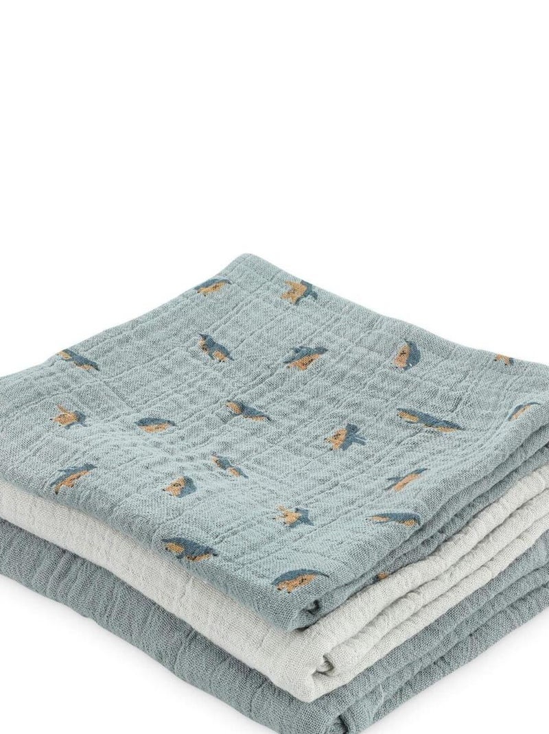 3 langes 55x55cm PEPPY PENGUINS mix bleu Bleu - Kiabi