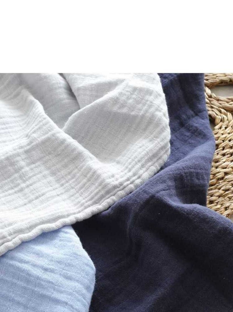 3 Langes bébé en mousseline de coton gaufrée Bleu - Kiabi
