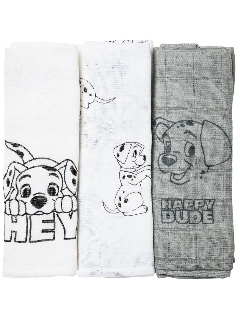 3 langes en coton 101 Dalmatiens - Babycalin Blanc Gris - Kiabi