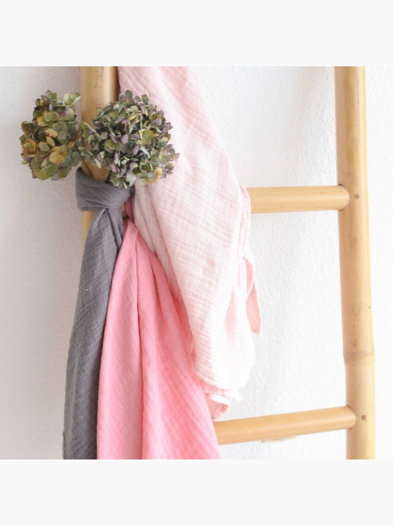 3 langes mousseline de coton Rose pâle - Kiabi