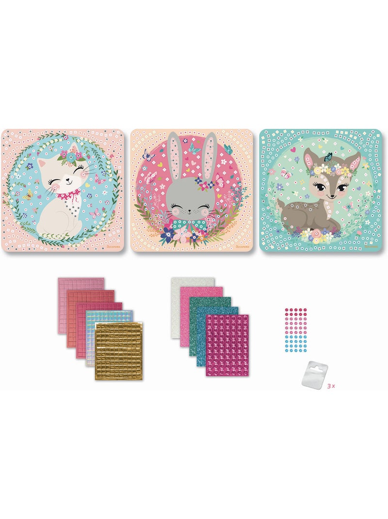 3 Mosaïques Animaux mignons Rose - Kiabi