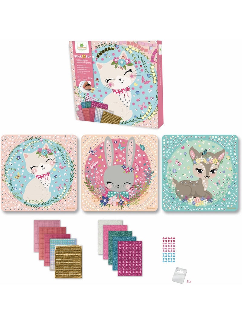 3 Mosaïques Animaux mignons Rose - Kiabi