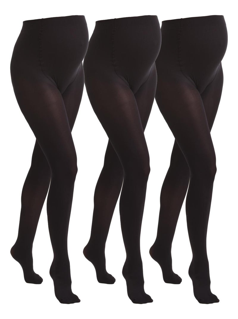 3-Pack Collants de grossesse opaques confortables 60den Noir - Kiabi