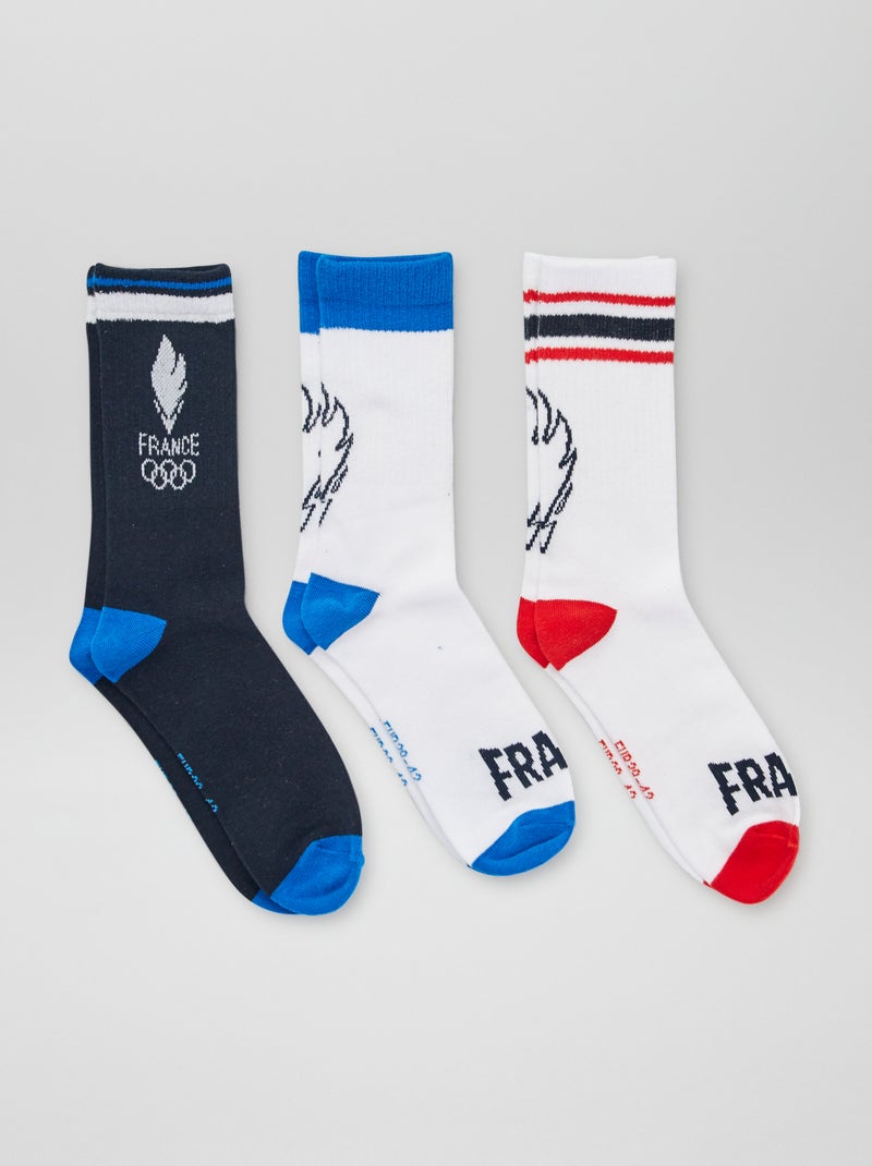 3 paires de chaussettes - Equipe de France Olympique Blanc - Kiabi