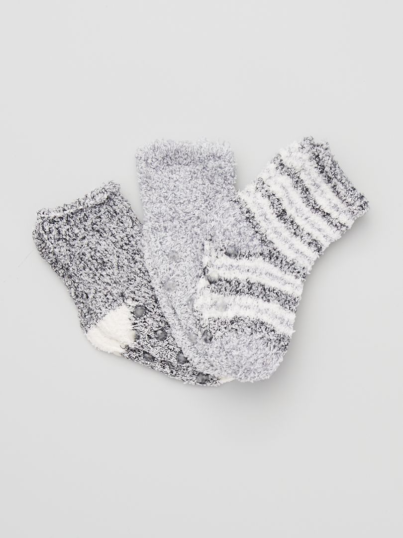 3 paires de chaussettes antidérapantes gris - Kiabi