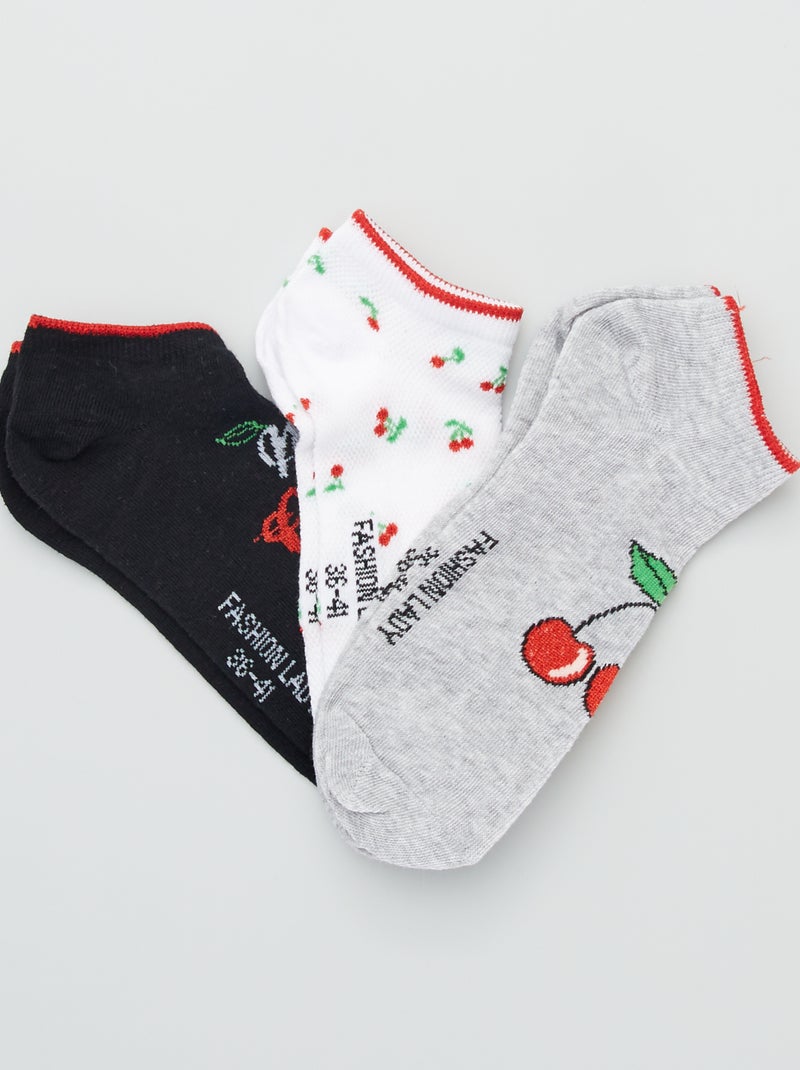 3 paires de chaussettes 'cerises' Blanc - Kiabi