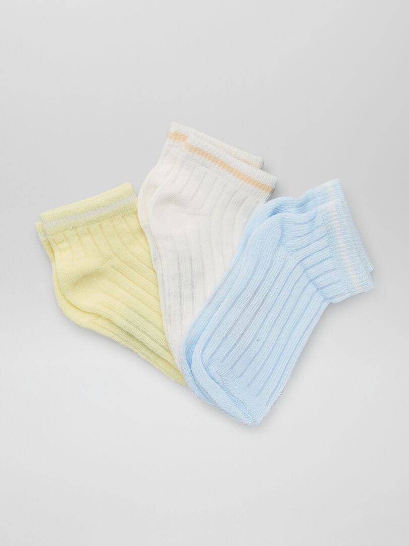 3 paires de chaussettes côtelées Bleu - Kiabi