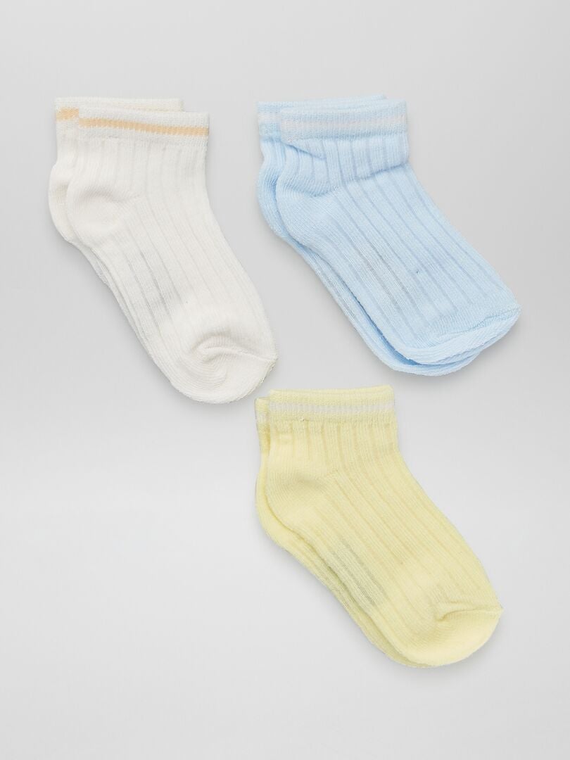 3 paires de chaussettes côtelées Bleu - Kiabi