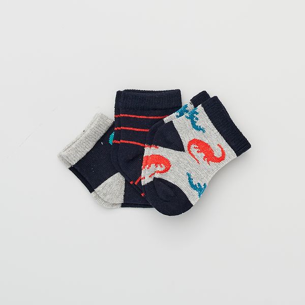 3 Paires De Chaussettes Dinosaures Bebe Garcon Bleu Kiabi 5 00