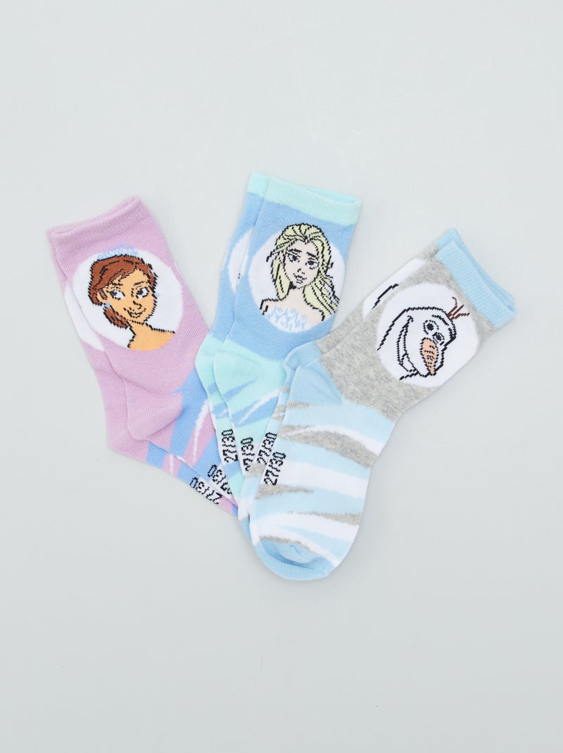 3 paires de chaussettes 'Disney'  'La Reine des neiges' Bleu - Kiabi