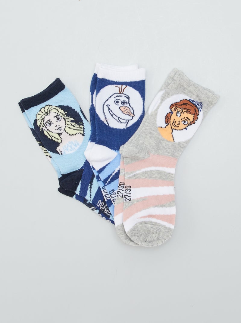 3 paires de chaussettes 'Disney'  'La Reine des neiges' Bleu - Kiabi
