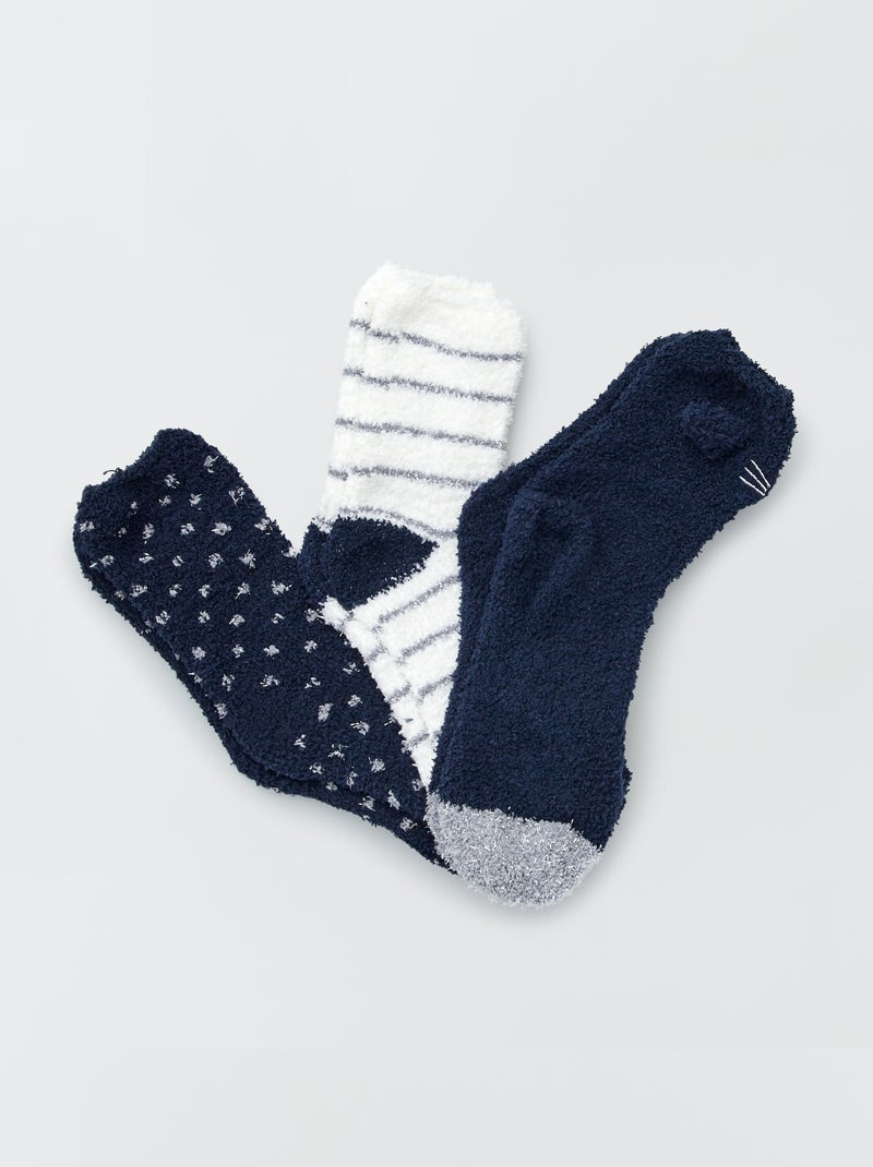 3 paires de chaussettes en maille doudou Marine - Kiabi