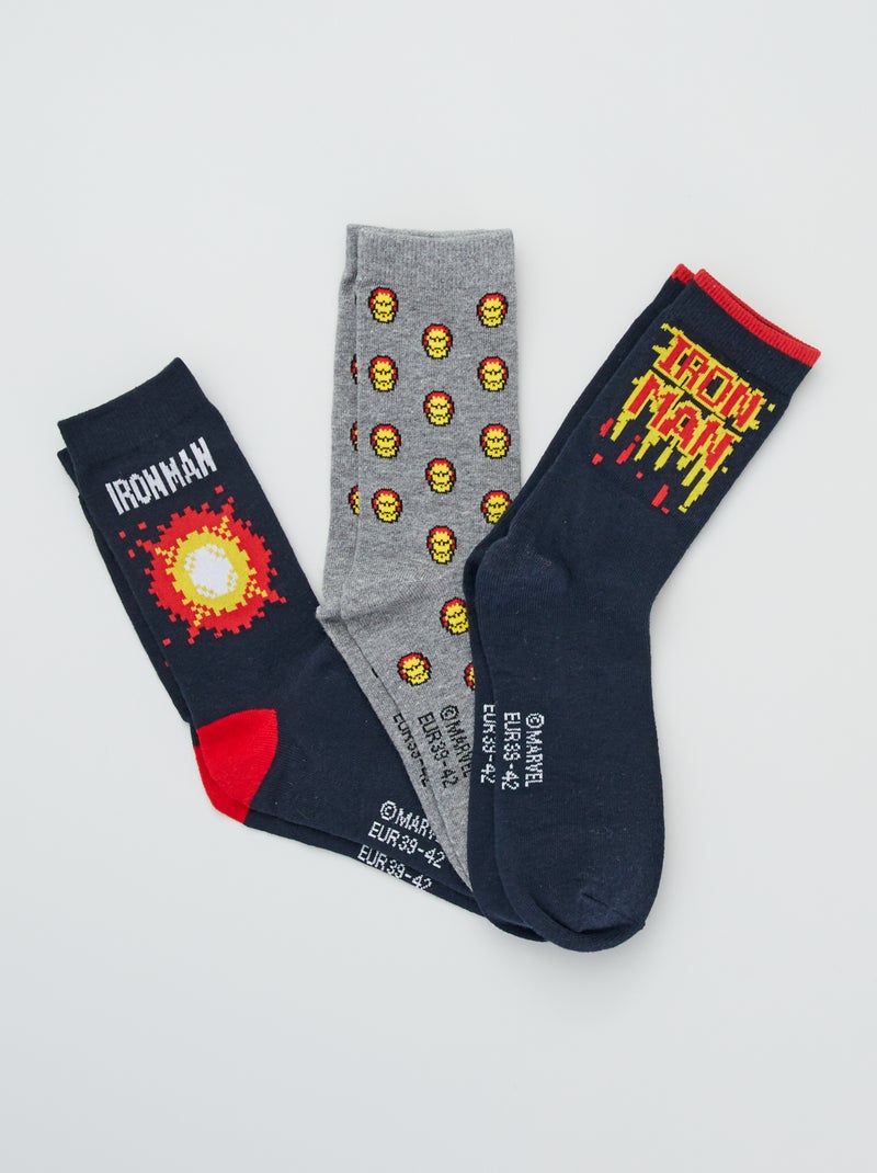3 paires de chaussettes 'Iron Man' Bleu - Kiabi