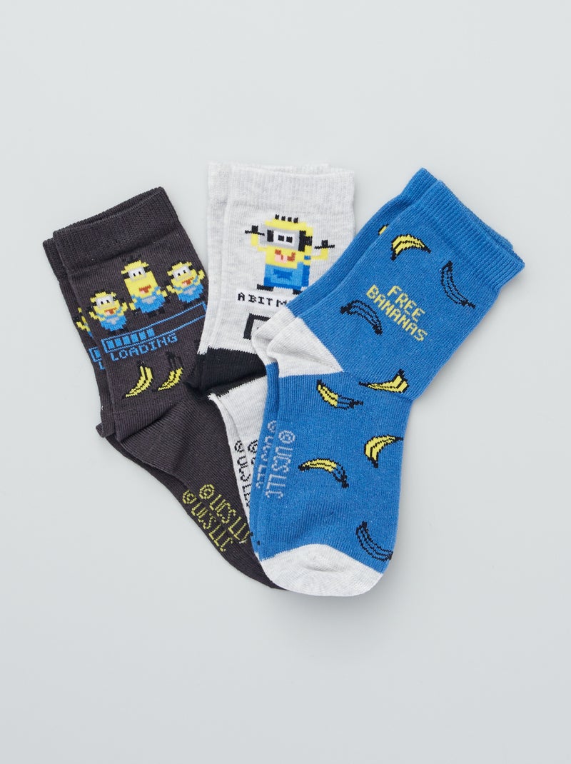 3 paires de chaussettes 'minions' Bleu - Kiabi