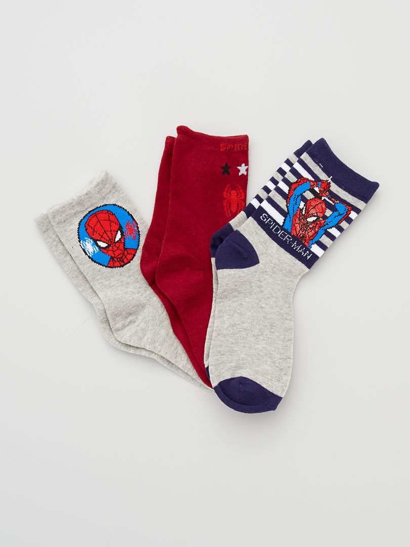 3 paires de chaussettes 'Spider-man' gris/rouge - Kiabi