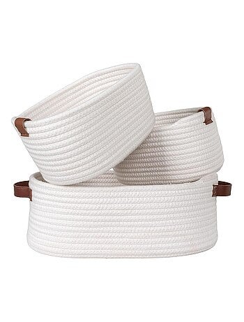 3 paniers blancs en coton - House Nordic