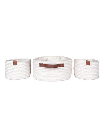 3 paniers blancs en coton - House Nordic