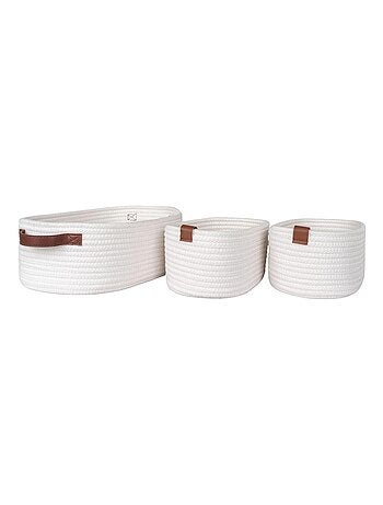 3 paniers blancs en coton - House Nordic