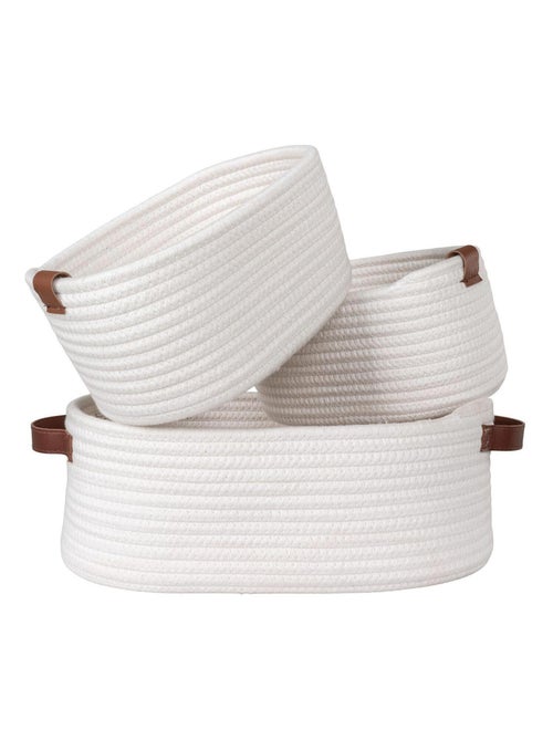 3 paniers blancs en coton - House Nordic - Kiabi