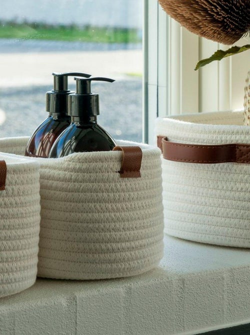 3 paniers blancs en coton - House Nordic - Kiabi