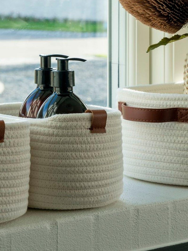 3 paniers blancs en coton - House Nordic Blanc - Kiabi