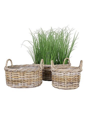 3 paniers en rotin avec intérieur plastifié - House Nordic